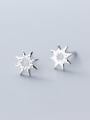 thumb 925 Sterling Silver With White Gold Plated Simplistic Hollow Star Stud Earrings 1