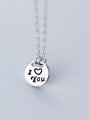 thumb 925 Sterling Silver With Classic Round "I LOVE YOU"Monogram & Name Necklaces 0