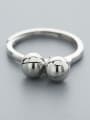 thumb Simple Two Beads 925 Silver Ring 0