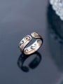 thumb Pure silver simple fashion Musician couple free size ring 2