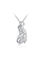 thumb Unisex Platinum Plated Leaf Shaped Necklace 0