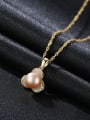 thumb Sterling silver plated 18K-gold 7-7.5mm natural pearl necklace 2