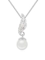thumb Fashion Imitation Pearl Shiny Crystals-covered Wing Alloy Necklace 4
