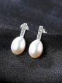 thumb Sterling silver inlaid with 3A zircon 7-8mm natural pearl earring 0