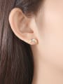 thumb 925 Sterling Silver With Two-color plating Simplistic Moon Stud Earrings 1
