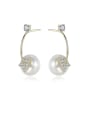 thumb 925 Sterling Silver With Artificial Pearl Simplistic Round Drop Earrings 0