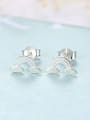 thumb 925 Sterling Silver With Smooth Simplistic Irregular Stud Earrings 3
