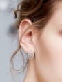 thumb Personalized Cubic Rotational Zircon Eye shaped 925 Silver Stud Earrings 1