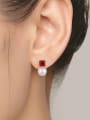 thumb Geometric Shaped White Freshwater Pearls Drop Earring 1