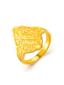 thumb Exquisite 24K Gold Plated Hollow Geometric Design Copper Ring 0