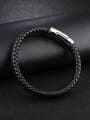 thumb Titanium Woven Artificial Leather Cross Bracelet 2