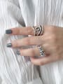 thumb 925 Sterling Silver With Platinum Plated Personality Irregular Free Size Midi Rings 2