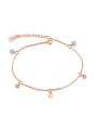 thumb Simple Blue Heart Rhinestones Rose Gold Plated Anklet 0