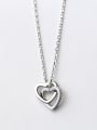 thumb Exquisite Double Heart Shaped S925 Silver Necklace 0