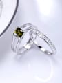 thumb Fashion Green Square Shaped 925 Silver Ring 1