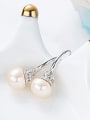 thumb Simple Tiny Crown Freshwater Pearl Silver Earrings 2