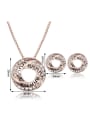 thumb 2018 2018 Alloy Rose Gold Plated Fashion Rhinestones Hollow Circle Two Pieces Jewelry Set 2