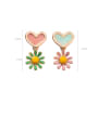 thumb Alloy With Rose Gold Plated  Pinkycolor Cute Heart Flower Drop Earrings 1