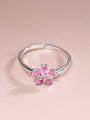 thumb Elegant Pink Enamel Flower 925 Silver Opening Ring 2