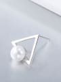 thumb 18K White Gold 925 Silver Triangle Shaped Pearl stud Earring 2