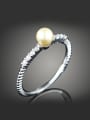 thumb Simple Artificial Pearl Cubic Zirconias Copper Ring 0