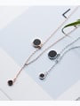 thumb Sterling Silver Black drop oil round circular pendant necklace 2