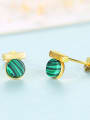 thumb 925 Sterling Silver With Turquoise  Simplistic Geometric Stud Earrings 2