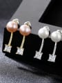 thumb Sterling silver micro-set 3A zircon natural pearl stud earrings 1