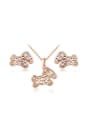 thumb Cute Rose Gold Plated Horse Shaped Austria Crystal Two Pieces Jewelry Set 0