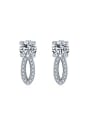 thumb Exquisite White Gold Plated Mark Shaped Zircon Drop Earrings 0