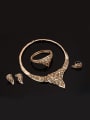 thumb Alloy Imitation-gold Plated Vintage style Hollow Leaves Four Pieces Jewelry Set 1
