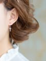 thumb S925 Silver Personality Simple Smooth Cross hook earring 1
