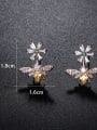 thumb Copper With Cubic Zirconia Cute Insect Bee Stud Earrings 1