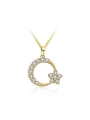 thumb Exquisite Gold Plated Moon Star Rhinestones Necklace 0