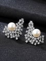 thumb Sterling silver set with 3A zircon natural pearl stud earrings 0