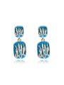 thumb Blue Square Shaped Polymer Clay Drop Earrings 0