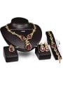 thumb Alloy Imitation-gold Plated Vintage style Artificial Ruby Four Pieces Jewelry Set 2
