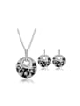 thumb Alloy White Gold Plated Vintage style Crystal Two Pieces Jewelry Set 0