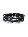 thumb Exquisite Black Gun Plated Anchor Shaped Artificial Leather Bracelet 0