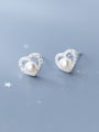 thumb 925 Sterling Silver With Platinum Plated Cute Heart Stud Earrings 0