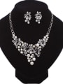 thumb Fashion Alloy Rhinestones-studded Leaves Imitation Pearls Two Pieces Jewelry Set 1