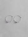 thumb 925 Sterling Silver With Platinum Plated Simplistic Round Hoop Earrings 0
