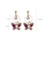 thumb Alloy With Gold Plated Cute Butterfly Drop Earrings 4