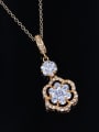 thumb Exquisite 18K Gold Plated Flower Shaped Zircon Necklace 1