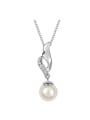 thumb Simple Imitation Pearl-accented Crystals Pendant Alloy Necklace 1