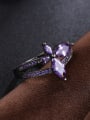thumb Simple Flower Purple Zircon Ring 2