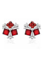 thumb Personalized Little Red austrian Crystals 925 Silver Stud Earrings 0