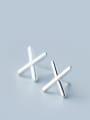 thumb S925 silver character letter X stud cuff earring 0