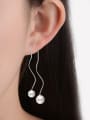 thumb Simple White Imitation Pearl Water Wave Line Earrings 1