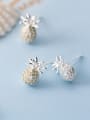 thumb 925 Sterling Silver With Platinum Plated Cute Friut Pineapple Stud Earrings 2